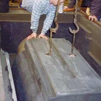 Core is lowered into the mould